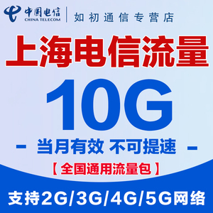 上海电信流量充值10G月包 中国电信流量 全国通用 流量包当月有效