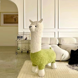 羊驼座椅客厅摆件动物换鞋凳儿童沙发休闲椅坐凳凳子卡通公仔
