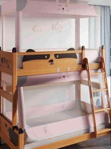 新款一棉缘蚊帐子母床蚊帐上下铺儿童梯形床帘家用防尘防摔双层品