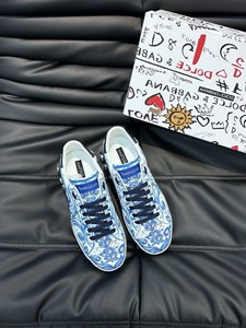 正品直邮D&G/杜嘉班纳男鞋2023新款彩绘涂鸦低帮平底休闲运动板鞋