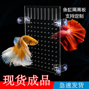 透明鱼缸隔离板亚克力隔板挡板盖板挡鱼隔断网格分离板隔离网