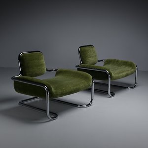 Kwok Hoi Chan凸椅不锈钢边框休闲座椅客厅简约轻奢皮革异形单椅