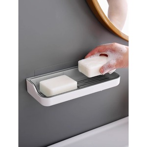 肥皂盒壁挂式免打孔卫生间创意双层沥水吸盘式香皂盘轻奢放置物架