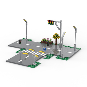 Compatible City Street View Building Bricks MOC Road Traffic