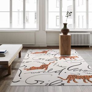 客厅地毯设计师创意粉色豹子北欧轻奢美式高级卧室风茶几床边