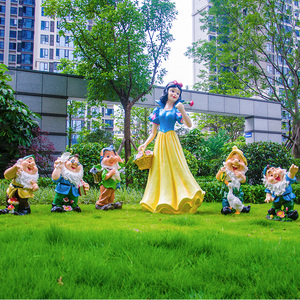 玻璃钢工艺品户外卡通人物白雪公主小矮人幼儿园花园摆件园林装饰