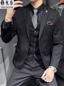 雅戈尔西服套装男士韩版修身西装新郎结婚礼服商务休闲英伦上班职