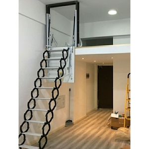 德国日本进口侧装伸缩楼梯阁楼碳钢梯子折叠梯家用加厚隐藏式铝合