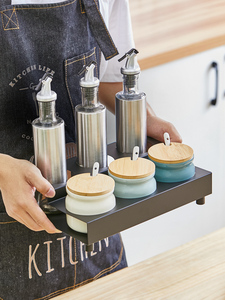 调料置物架厨房家用调味品收纳盒陶瓷盐罐玻璃油壶调料瓶组合套装