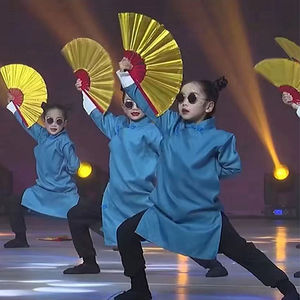 韩系儿童相声大褂服说书人同款演出服五四国民长衫男女孩幼儿园表