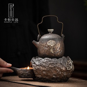 鎏金茶壶单壶温茶器套装家用暖家用喝茶蜡烛加热保温泡茶壶温茶炉