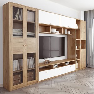 定制实木电视柜组合墙柜多功能家用简约小户型北欧客厅背景高柜