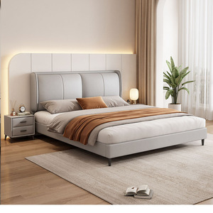 实木床简约现代1.5米双人大床1.8出租房单人床架家用主卧软包皮床