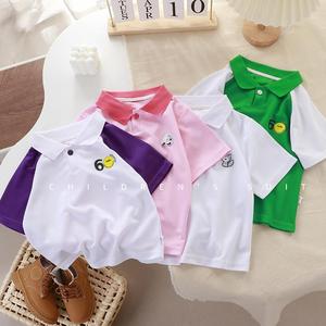 儿童polo衫韩版夏季休闲衬衫男女童短袖单件纯色短袖t恤童装新品