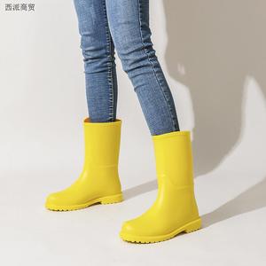 法式高品质雨鞋女款时尚户外防水雨靴中筒水鞋防滑马靴