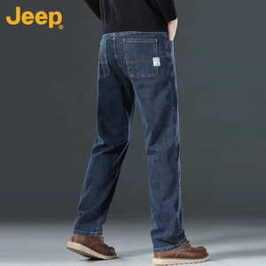 Jeep吉普男士牛仔裤夏季薄款透气潮流宽松直筒大码休闲长裤子男款