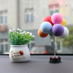 黏土告白小气球汽车摆件卡通车载可爱迷你彩色小汽球创意装饰用品