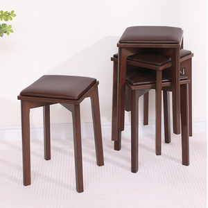 实木凳子可叠放餐桌凳子家用简约餐椅子高方凳小圆登子茶凳板凳