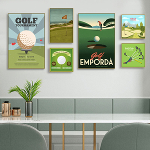 高尔夫装饰画运动会所俱乐部海报GOLF挂画室内球场休息室墙面壁画
