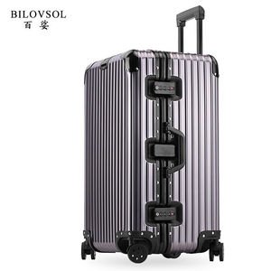 百娑（BilovSol）超大加厚全铝镁合金行李箱男运动版拉杆箱万向轮