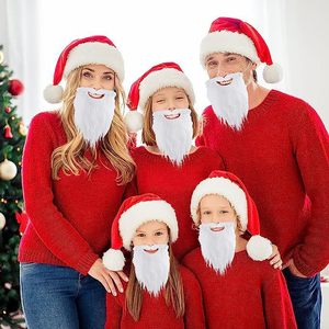 新款创意圣诞节装饰品圣诞节圣诞老人八字胡成人儿童胡须白色假胡