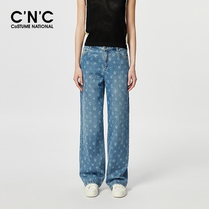 【商场同款】CNC女装2024新款春季字母印花直筒牛仔裤#812F2X30FA