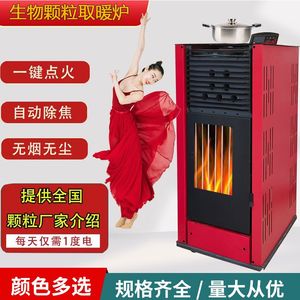 生物质颗粒取暖炉全自动颗粒取暖炉新型无烟真火采暖炉家用环保炉