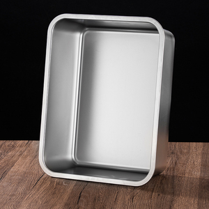 304不锈钢平底盘长方形托盘商用食堂餐厅菜盘烤鱼盘加深带盖方盘