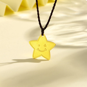 BECOS（饰品）黄金吊坠足金999Lucky star星星吊坠 微笑足金挂坠