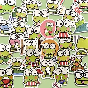 100张卡通可爱小青蛙贴纸绿色小动物清新呆萌少女心装饰防水贴画