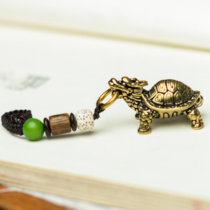 黄铜铸造龙龟吊坠龙头龟乌龟项链挂件铜乌龟钥匙扣龙龟摆件随身
