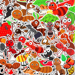 100张大自然可爱小蚂蚁卡通动物笔记本手账贴纸文具盒diy装饰贴画