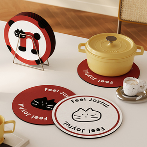 可爱猫咪圆形吸水杯垫咖啡厨房岛台沥水垫餐垫碗垫隔热桌面控水垫