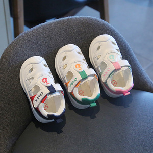 江博士2024新款1-2-3岁软底宝宝凉鞋防滑包头男女童超纤皮面学步