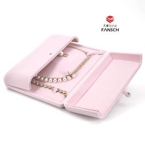 定制LOGO 粉色高档首饰套装盒 高档绒盒心形珍珠盒双开项链盒