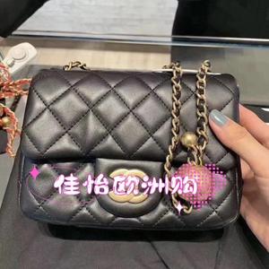 CHANEL/香奈儿 金球方胖子链条口盖包小金珠单肩斜挎手提包女包包