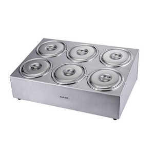 不锈钢调味罐火锅自助餐厅专用四格六格八格调料盒商用配料碗带架
