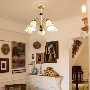 美式复古陶瓷客厅吊灯法式奶油实木主卧室餐厅房间简约胡桃木灯具