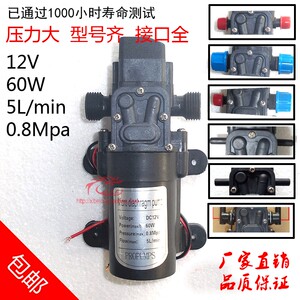 12V24V60W电动隔膜泵直流自吸家用增压洗车植保机喷雾器打药水泵