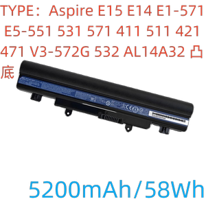 适用宏碁AL14A32 E5-421 E15 E14 E5-551笔记本全新电池 凸底