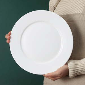 牛排盘子纯白骨碟陶瓷圆形西餐家用菜盘碟子浅盘平盘菜碟西式餐具
