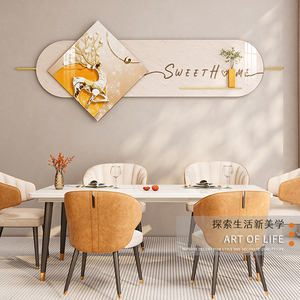 现代简约餐厅装饰画北欧餐桌饭厅挂画高档大气创意叠加背景墙壁画