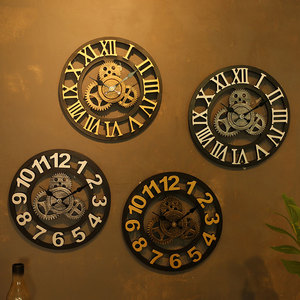 欧式创意复古工业风齿轮钟表客厅餐厅办公室挂钟挂墙装饰简约时钟