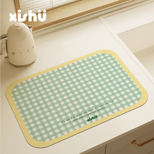 西树韩式奶油风厨房台面吸水垫硅藻泥洗手台水池桌面洗碗池沥水垫