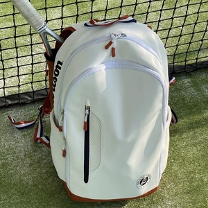 威尔胜wilson网球包法网联名款白棕色双肩背包2支装男女款