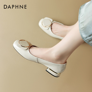 Daphne/达芙妮羊皮浅口单鞋女2024新款春夏真皮低跟平底软底女鞋