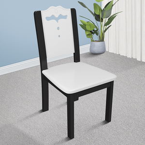 全实木椅子靠背椅木头中式餐厅餐桌椅简约现代黑白色凳子餐椅家用