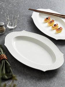 鱼盘家用纯白高级感大尺寸创意新款陶瓷耐高温微波炉蒸鱼盘子