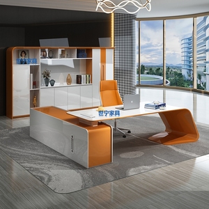 烤漆老板桌椅组合办公桌现代简约经理办公室总裁桌高档单人大班台