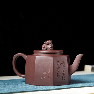尊壶宜兴紫砂壶纯全手工八方狮尊泡茶单壶大容量方壶家用紫沙茶具